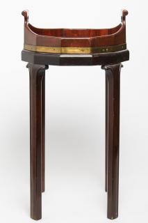 Appraisal: Vintage Bucket Stand Mahogany Brass Dodecagon Mahogany veneer and brass-bound