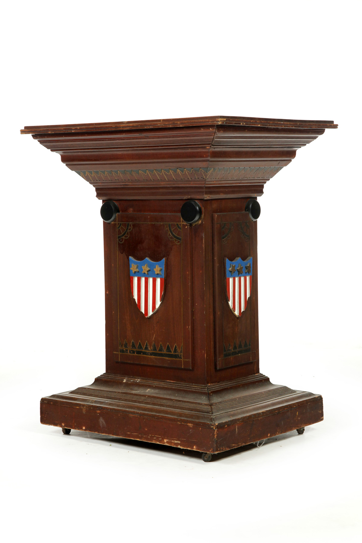 Appraisal: DECORATED LODGE PODIUM American late th century softwood Small size