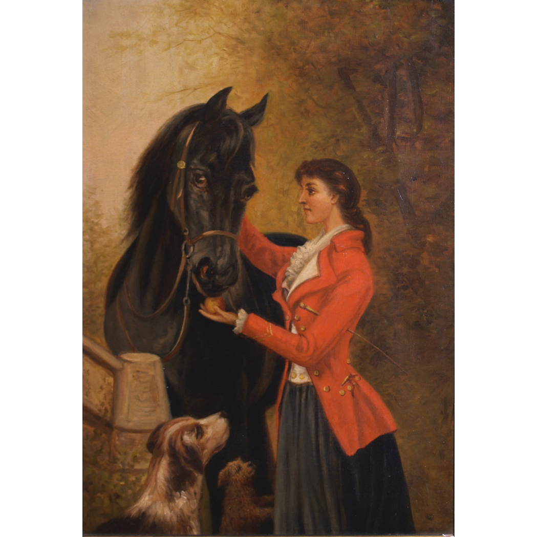 Appraisal: American School th Century Equestrian Oil on canvas x inches