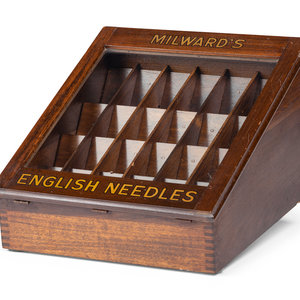 Appraisal: A Milward's English Needles Countertop Display Case Height x length