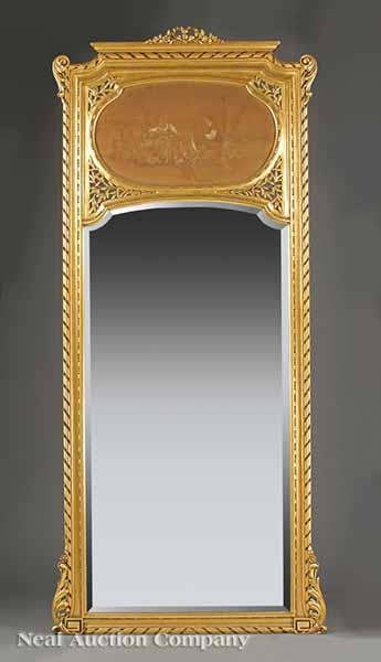 Appraisal: Two Antique Louis XVI-Style Giltwood Trumeau Mirrors both early th