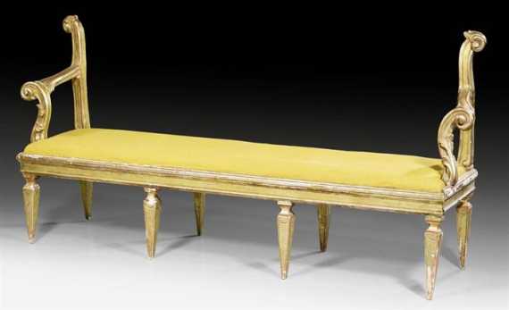 Appraisal: PAINTED BANQUETTE known as a Page bench Louis XVI Florence