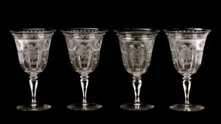 Appraisal: Set H P Sinclaire Company Etched Glass Goblets H P