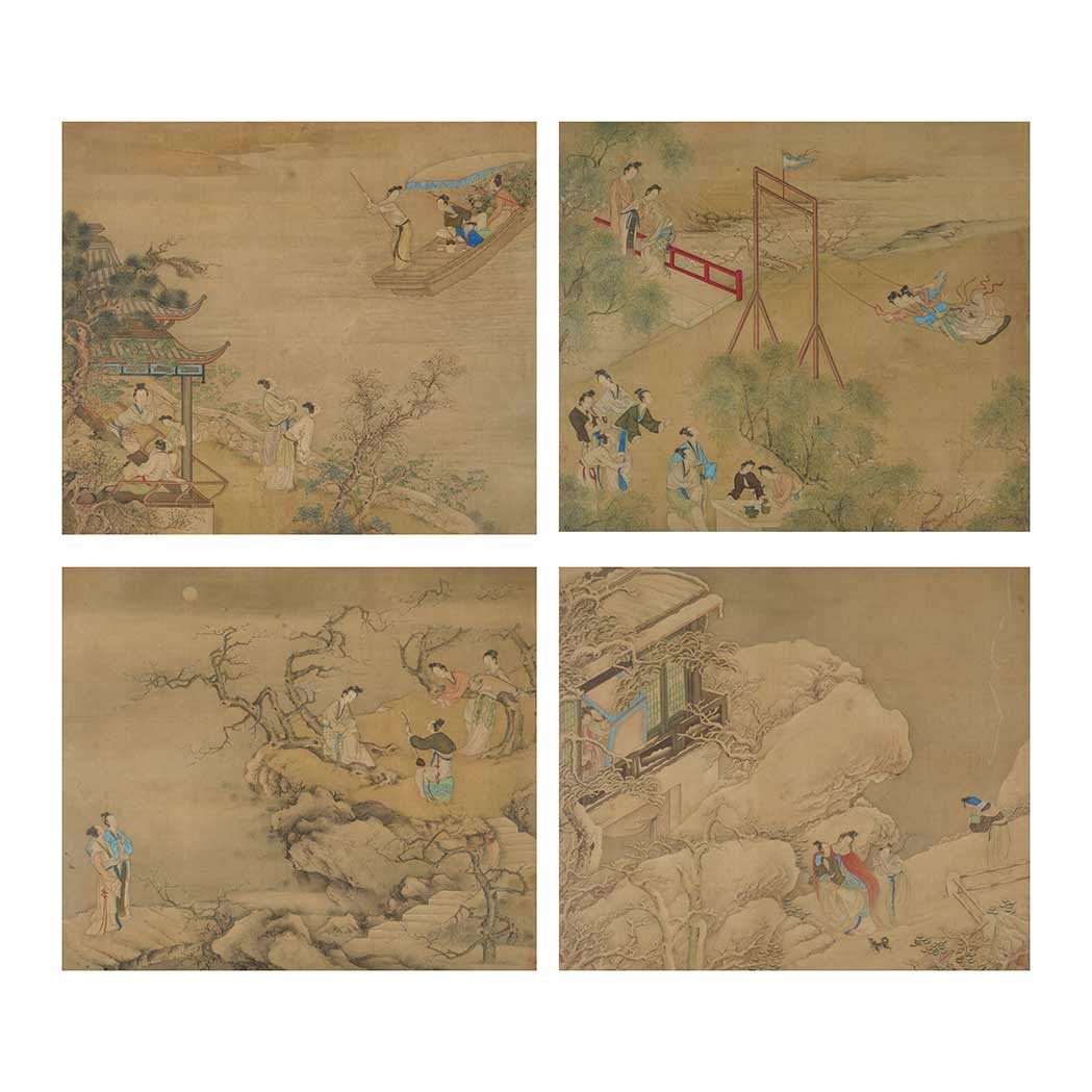 Appraisal: Group of Four Chinese Paintings th Century The Four Seasons