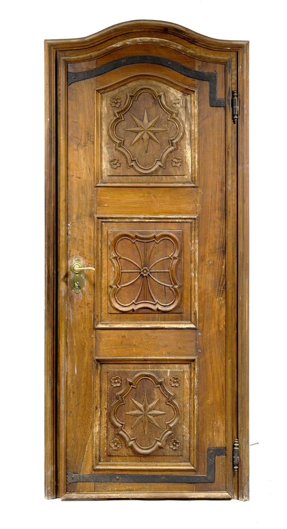 Appraisal: CARVED DOOR late Baroque th c Carved walnut Iron fittings