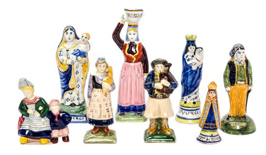 Appraisal: Sale Lot A Collection of Eight Quimper Pottery Figures comprising