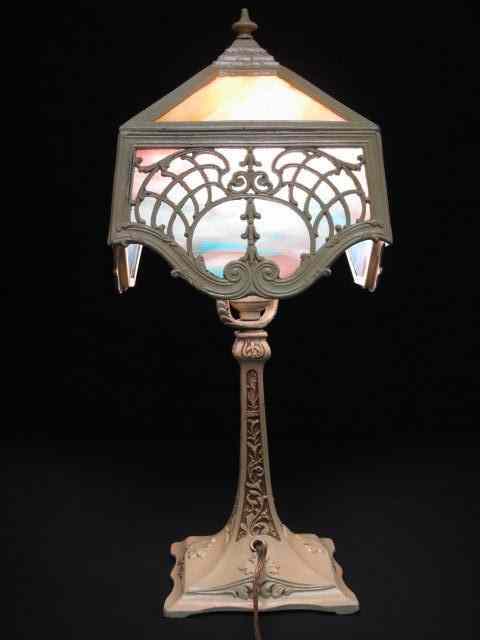 Appraisal: Early th century boudoir lamp with creamy beige cold painted