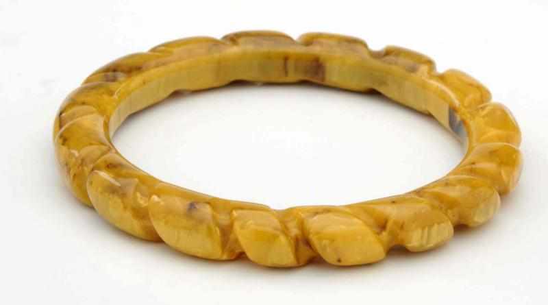 Appraisal: Bakelite Carved Butterscotch Bracelet Jewelry Condition Excellent Size - Dia