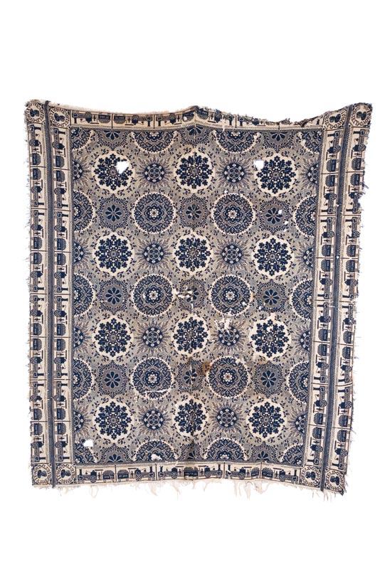 Appraisal: HEMFIELD RAILROAD COVERLET Probably Pennsylvania mid th century wool and