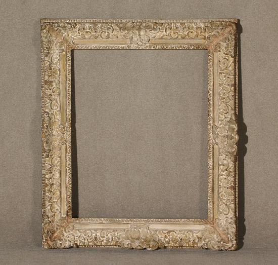 Appraisal: Louis XV Style White-Washed Giltwood and Sanded-Frieze Frame th Century