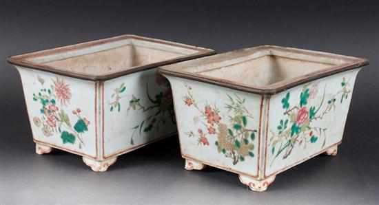 Appraisal: Pair of Chinese Export Famille Rose porcelain jardinieres mid- th