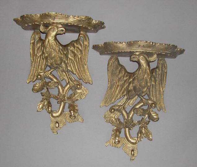 Appraisal: Pair of Gilded Composition Bracket Shelves with Eagle Supports each