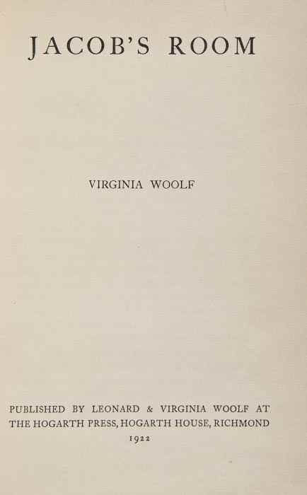 Appraisal: Woolf Virginia Jacob's Room first edition pp publisher's advertisements at