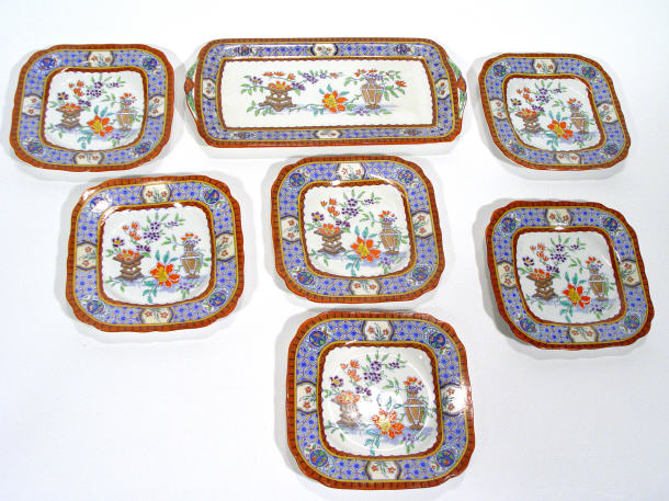 Appraisal: Mintons pottery sandwich set hand coloured and transfer printed with