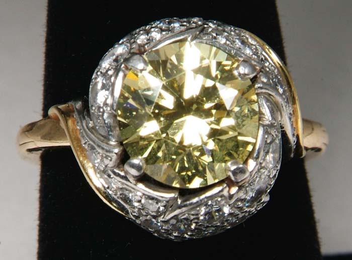 Appraisal: TIFFANY FANCY YELLOW DIAMOND RING Fantastic Tiffany ring was designed