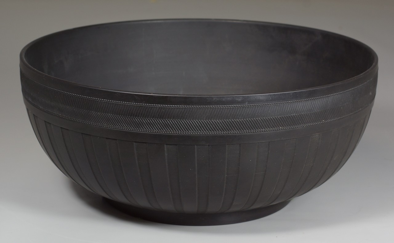 Appraisal: Wedgwood black jasper bowl with ribbed design marked Wedgwood in