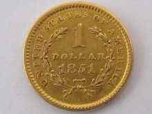 Appraisal: A fine USA gold one dollar coin dated