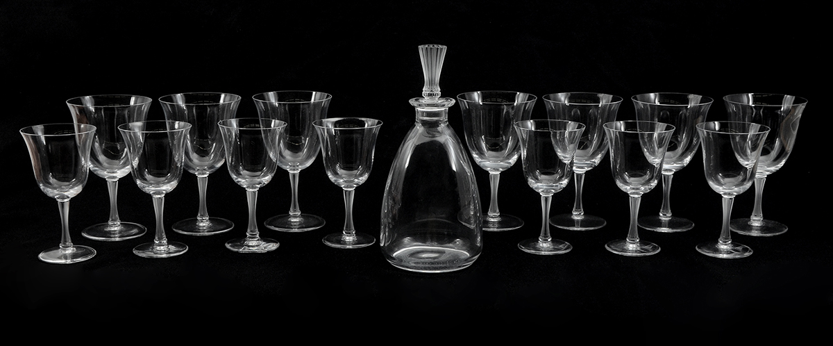 Appraisal: PIECE LALIQUE BARSAC CRYSTAL STEMWARE DECANTER pieces total in the