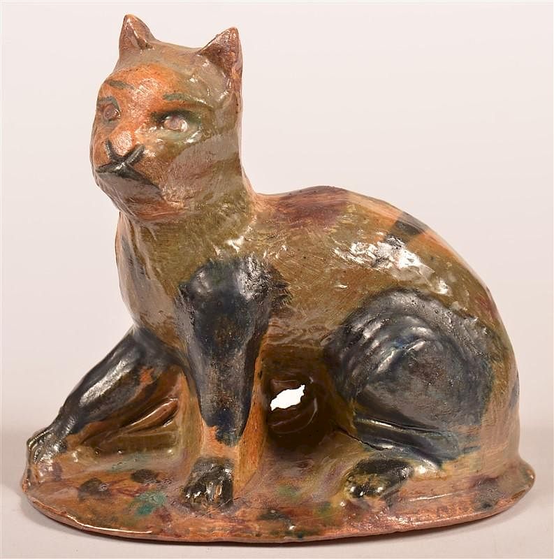 Appraisal: Stahl Redware Figure of a Seated Cat Stahl Redware Pottery