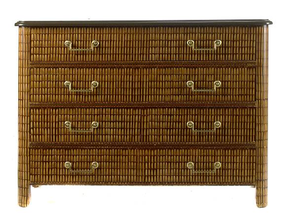 Appraisal: A Baker chest of four long drawers with faux bois