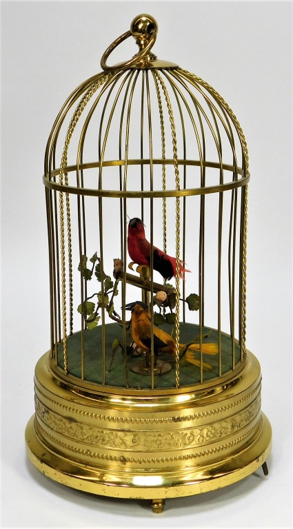 Appraisal: ANTIQUE GERMAN TWO BIRD SINGING AUTOMATON Germany th CenturyDecorative brass