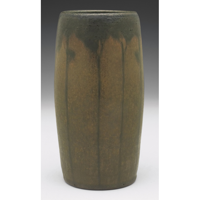 Appraisal: Marblehead vase attribution taperedshape with nicely painted stylized trees unmarked