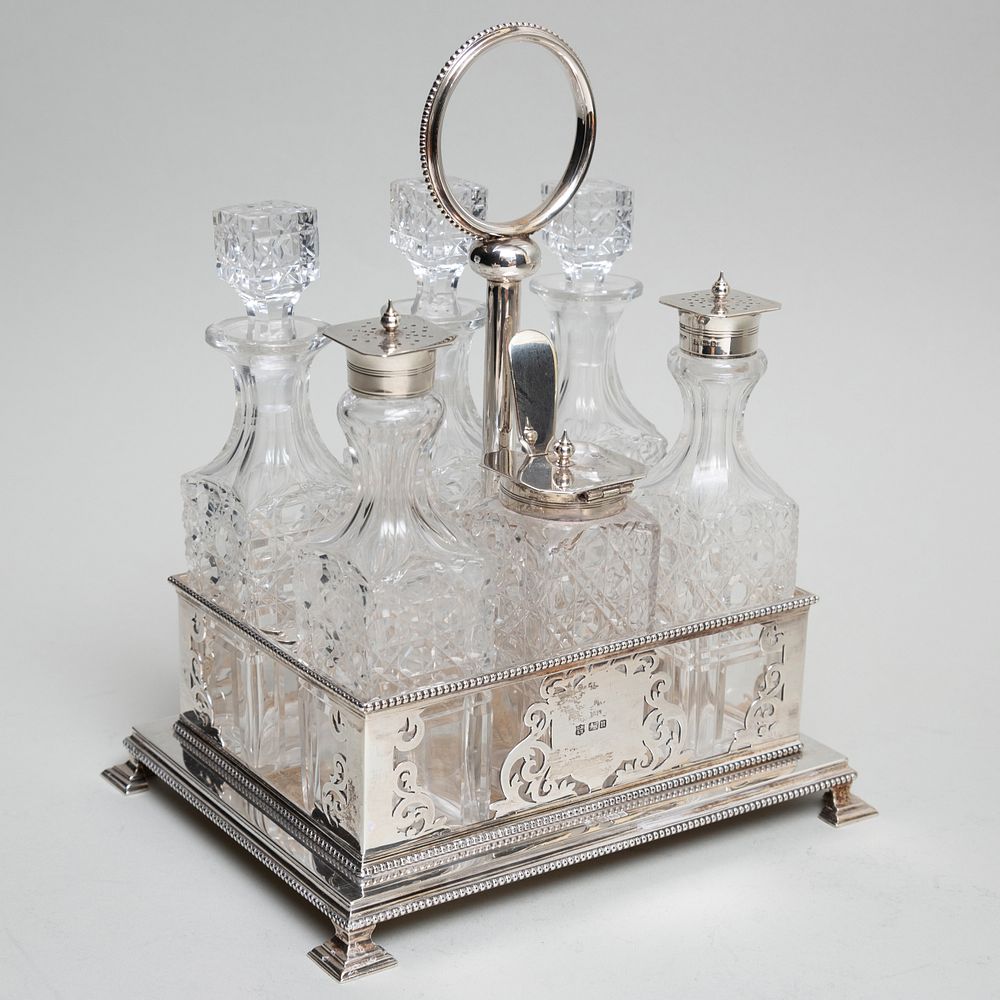 Appraisal: Assembled Edward VII Silver and Cut Glass Cruet Set The