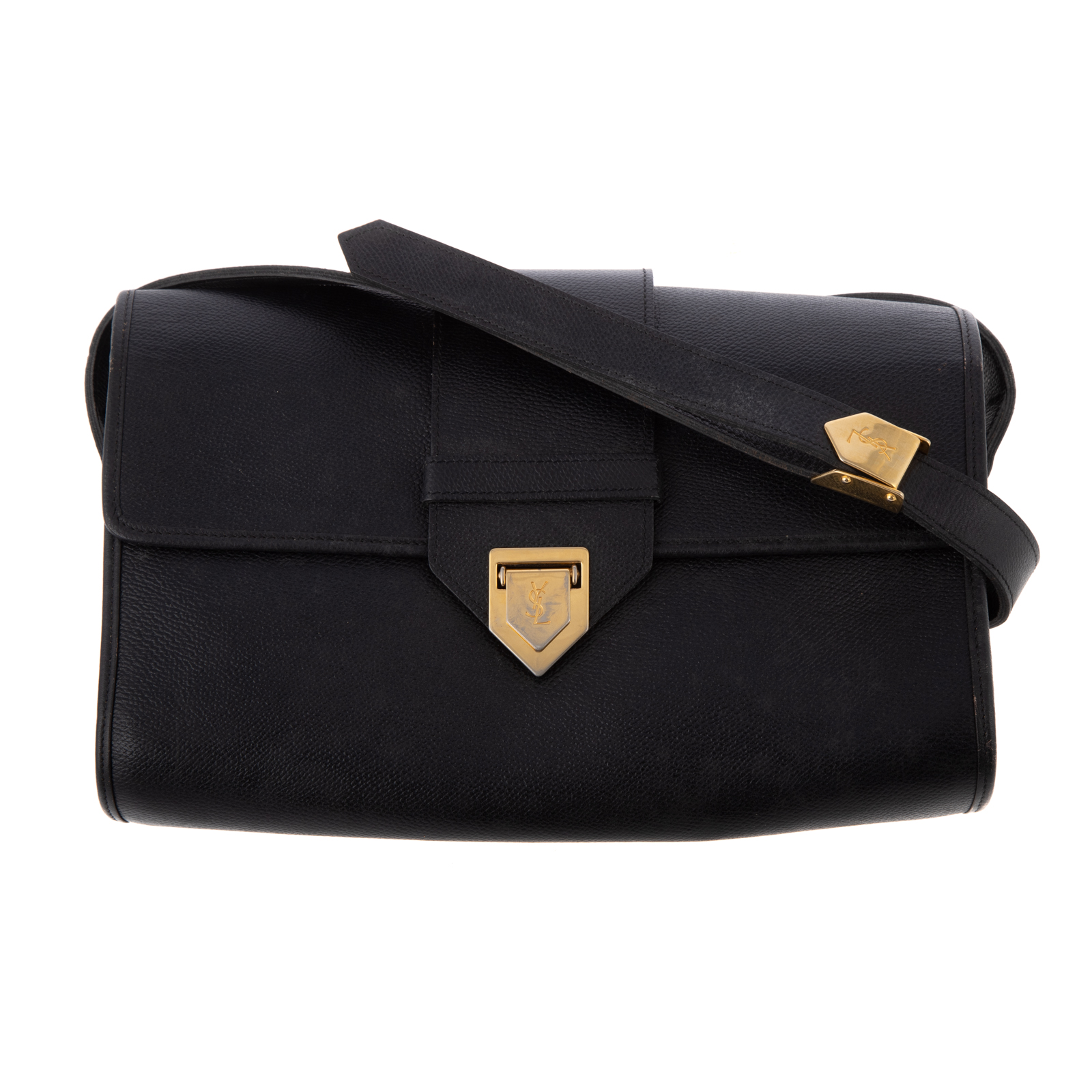 Appraisal: AN YVES SAINT LAURENT FRONT FLAP CLASP BAG A black