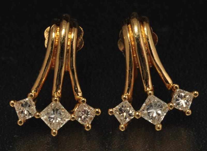 Appraisal: Pair of K Y Gold Diamond Earrings Description Diamonds ctw