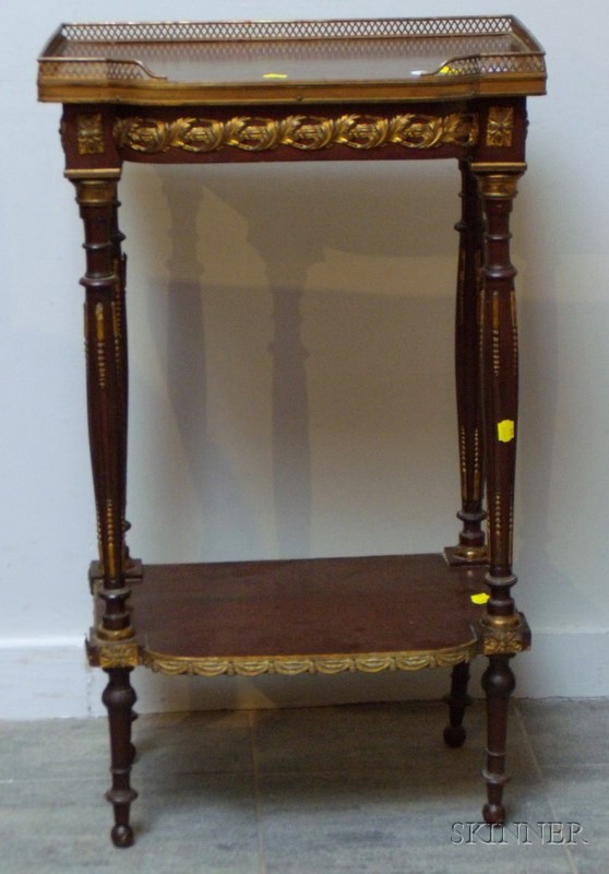 Appraisal: Louis XVI Style Gilt-metal Mounted Mahogany Veneer Two-Tier Stand