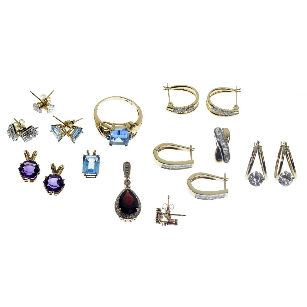 Appraisal: K YELLOW GOLD AND GEMSTONE JEWELRY ASSORTMENT items including a