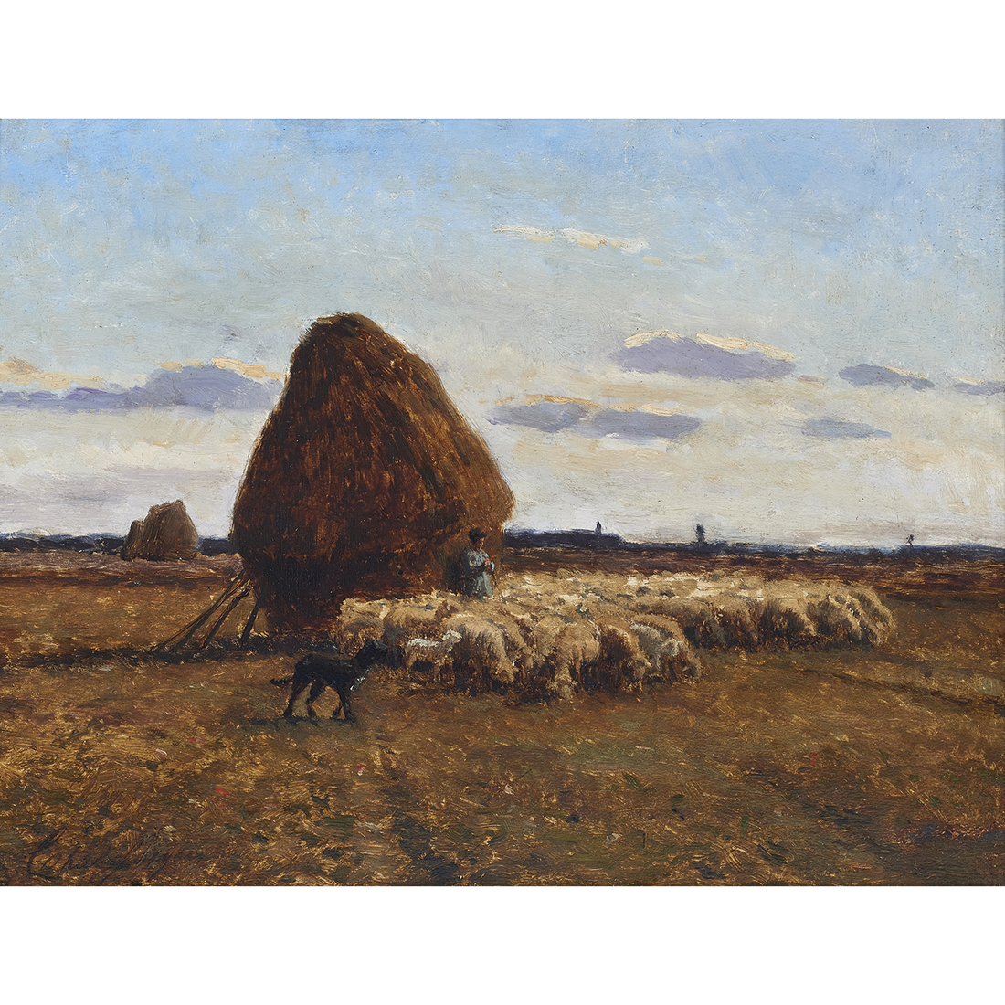 Appraisal: Charles Emile Jacque French - Flock of Sheep at a