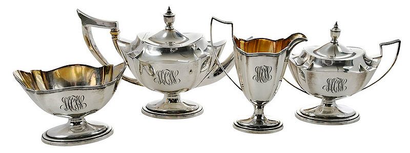 Appraisal: Four Piece Gorham Sterling Tea Service American possibly Plymouth ivory