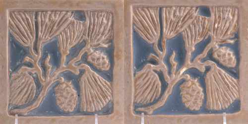 Appraisal: PADUCAH Pair of tiles embossed with a pine branch under