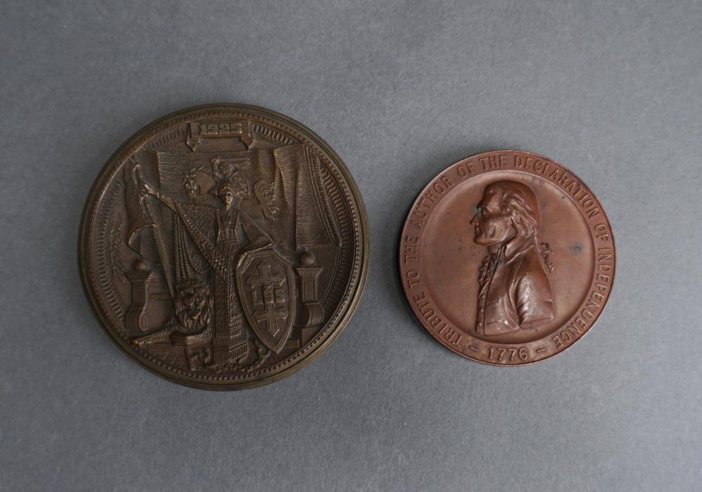 Appraisal: THOMAS JEFFERSON MEMORIAL BRONZE MEDAL AND GREAT SEIMAS OF VILNIUS