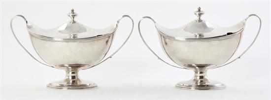 Appraisal: Fine pair George III silver covered sauce tureens Edward Fernell