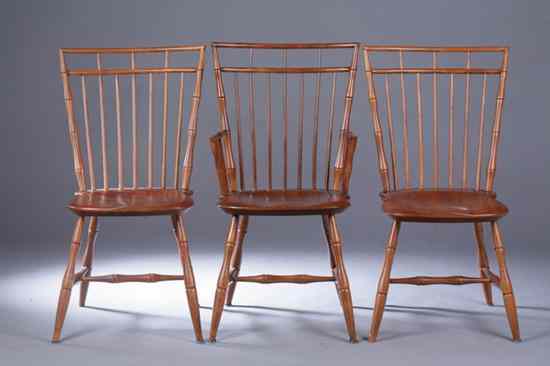 Appraisal: SET SIX REGENCY STYLE OAK BIRDCAGE WINDSOR CHAIRS Comprising two