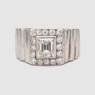 Appraisal: Platinum and Diamond Ring Platinum and Diamond Ring the wide