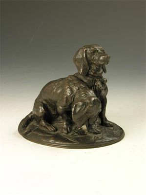 Appraisal: Emmanuel Fremiet - Ravageot et Ravageole Chiens Bassets signed and