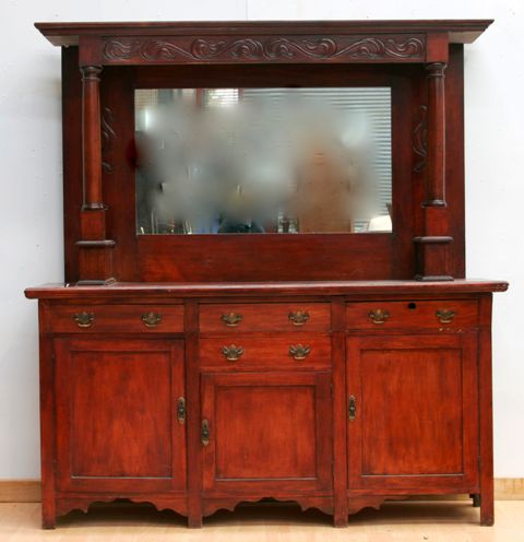 Appraisal: An Arts Crafts style stained maple mirror backed sideboard cm