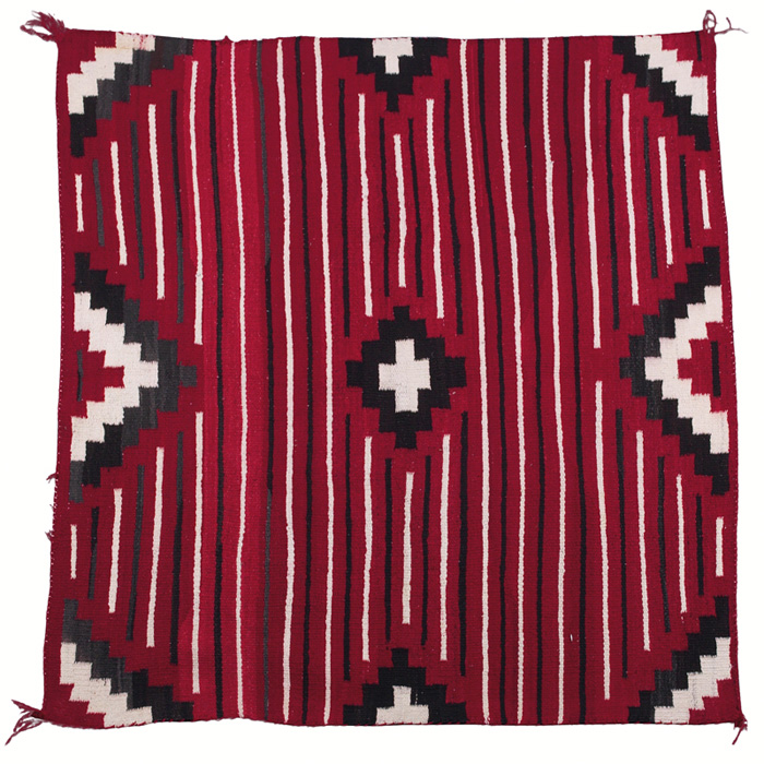 Appraisal: Native American rug geometric designs in red black and white