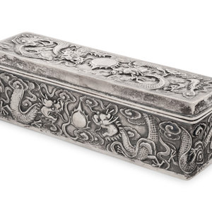 Appraisal: A Chinese Export Silver Rectangular Box and Cover MARK OF