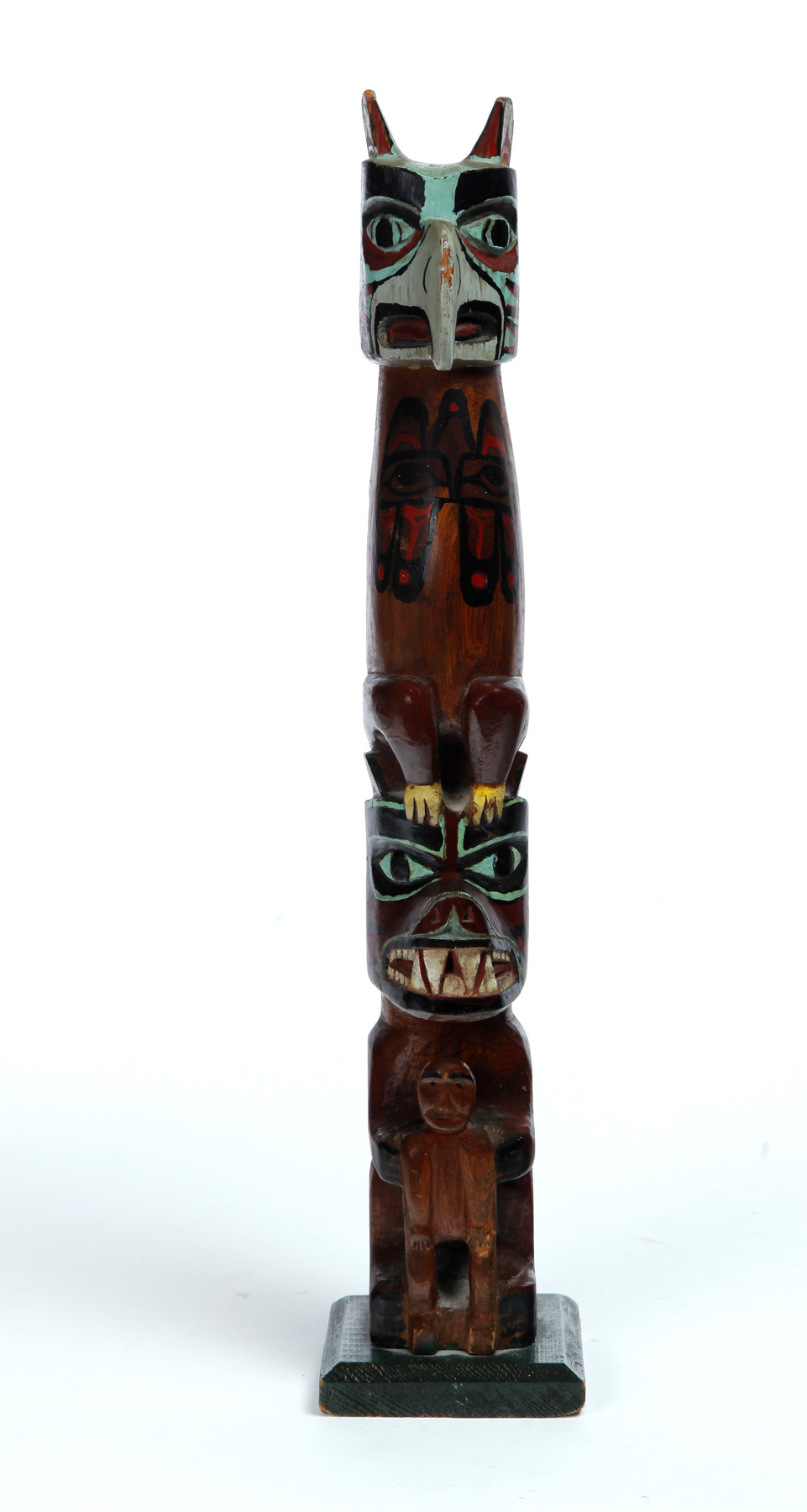 Appraisal: TOTEM POLE Attributed to Kwakiutl ca - pine Carved bird