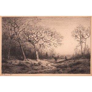 Appraisal: Henry Farrer American - Untitled Landscape etching signed and dated