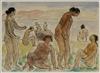 Appraisal: Abraham Walkowitz American - Nude Bathers and Family Two Works