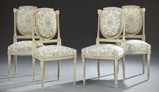 Appraisal: Set of Four French Louis XVI Style Polychromed Sal Set