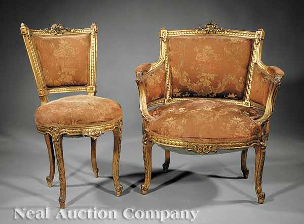 Appraisal: An Antique Louis XVI-Style Carved and Gilt Parlour Suite mid-