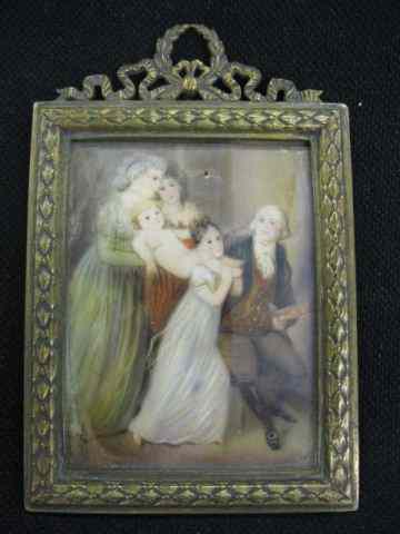 Appraisal: Miniature Painting on Vellum of Artist andhis family signed K