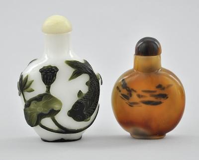 Appraisal: A Peking Glass Snuff Bottle and Glass Snuff Bottle Spinach