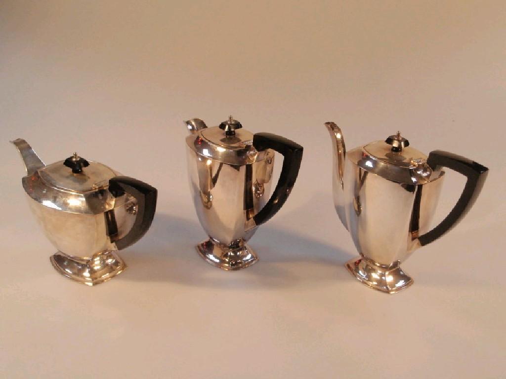 Appraisal: An EPNS three-piece tea and coffee set with hot water